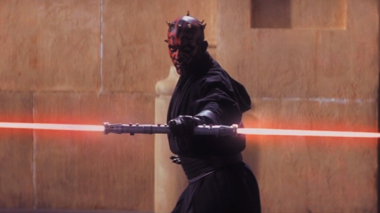 Darth Maul holding double-bladed lightsaber