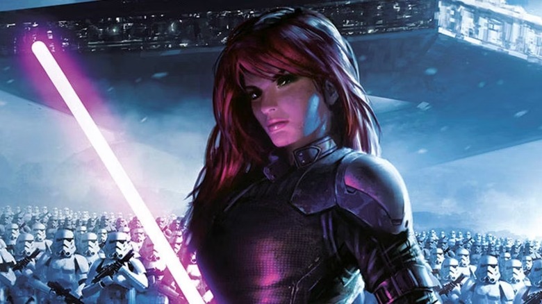 Mara Jade with magenta lightsaber