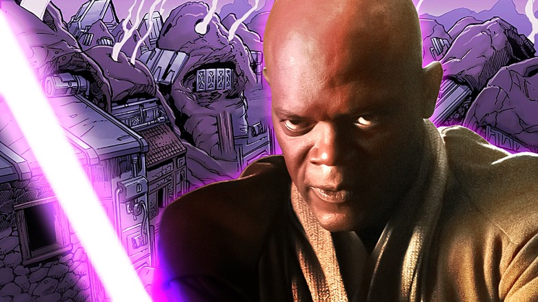 Mace Windu igniting his lightsaber