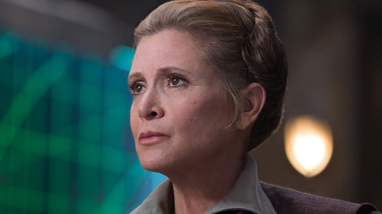 Leia looking concerned in The Force Awakens
