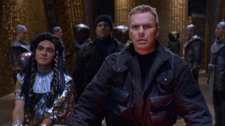 O'Neill, Teal'c, and Skaara/Klorel in "Stargate SG-1"