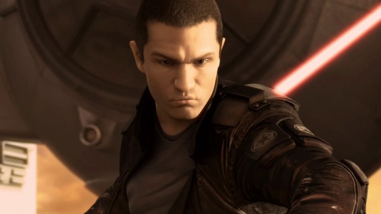 Starkiller holding a lightsaber