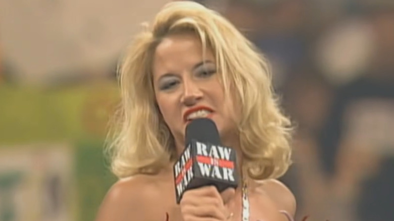 Tammy Sytch with microphone at RAW event