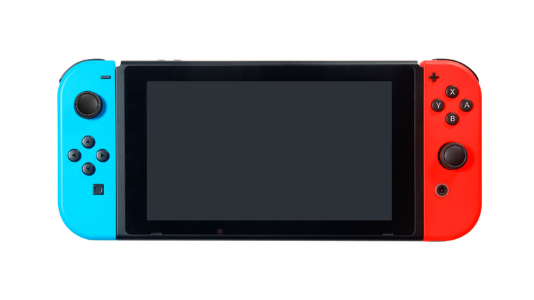 Nintendo Switch with blue and red joy-cons