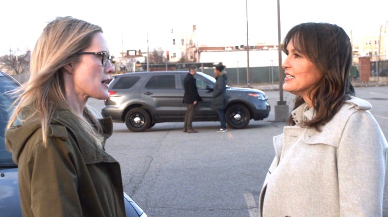 Stephanie March and Mariska Hargitay speaking heatedly