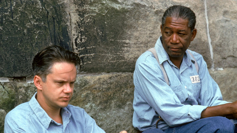 Ellis Redding looks down at Andy Dufresne in "The Shawshank Redemption" (1994)