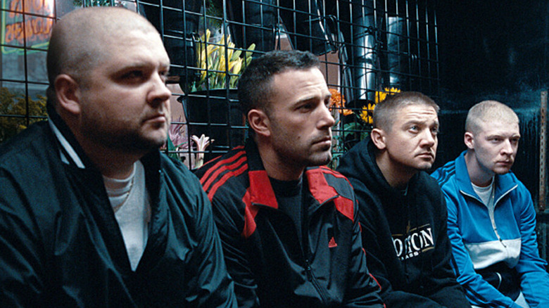 Gang of bank robbers sitting together in The Town