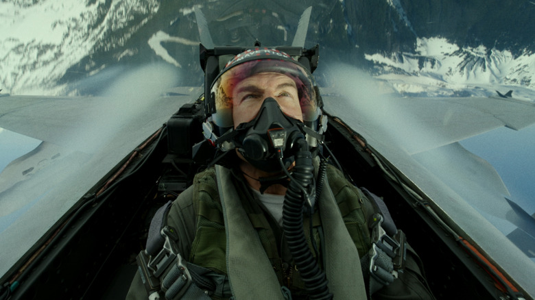 Maverick in a cockpit in "Top Gun: Maverick" (2022)