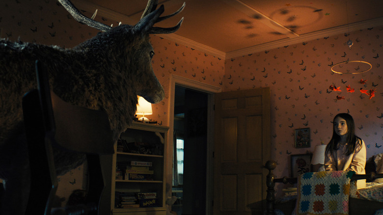 Deer standing in young Margaret's bedroom in Disclosure Day