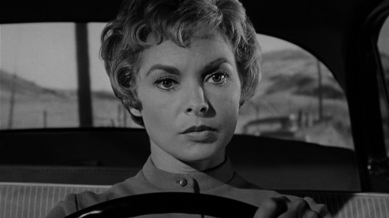 Marion Crane driving a car in Psycho