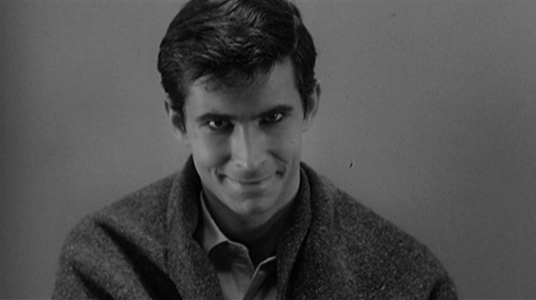 Norman Bates staring at the camera in Psycho