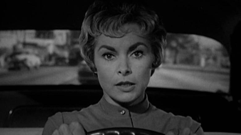Marion Crane driving a car in Psycho