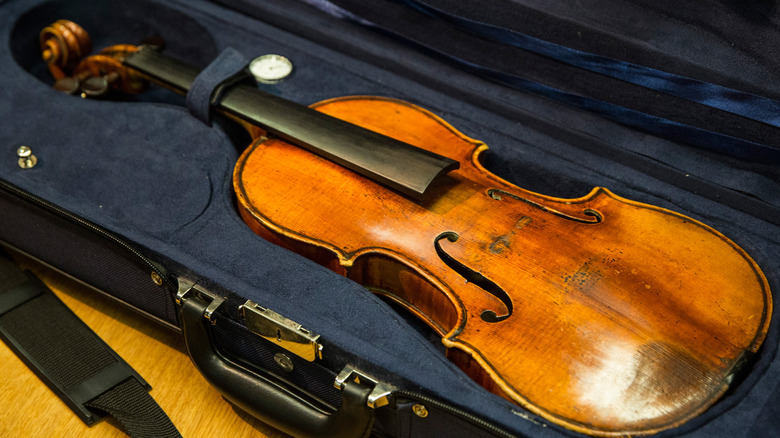 Stradivarius violin sitting in case