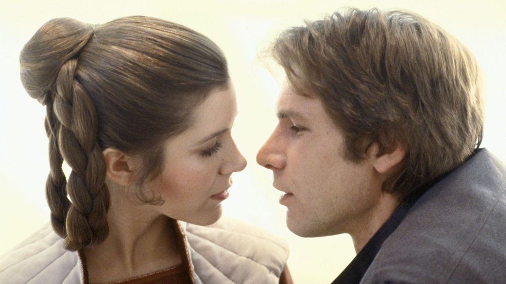 Harrison Ford as Han Solo and Carrie Fisher as Princess Leia on Bespin