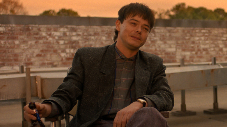 Jonathan Byers drinking a beer in "Stranger Things"