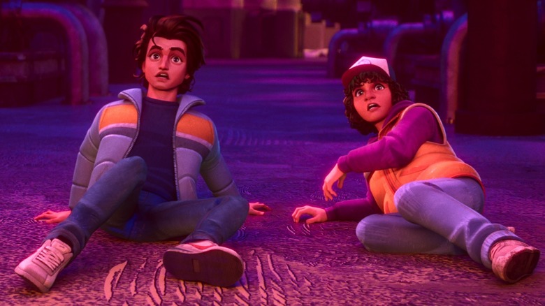 Steve and Dustin cowering in 