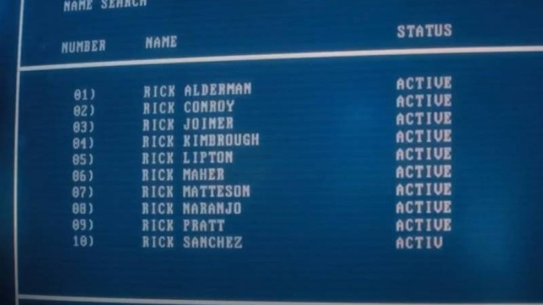 Computer screen listing names on Stranger Things