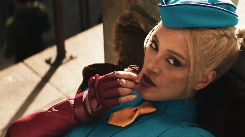 Cammy eating a treat in Street Fighter