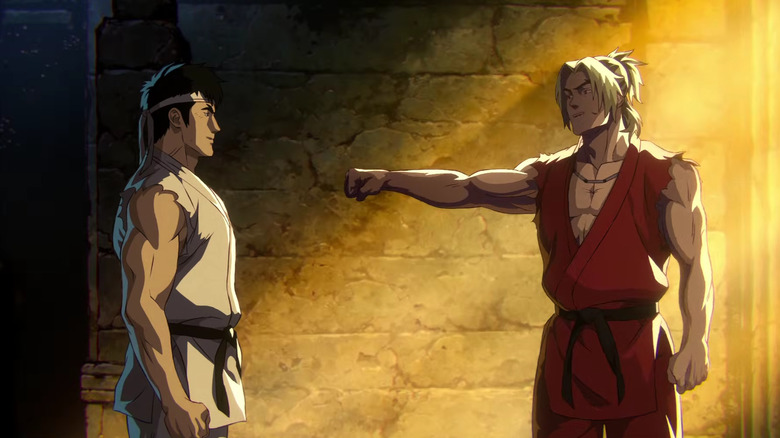 Ken holding his fist out to Ryu in Street Fighter
