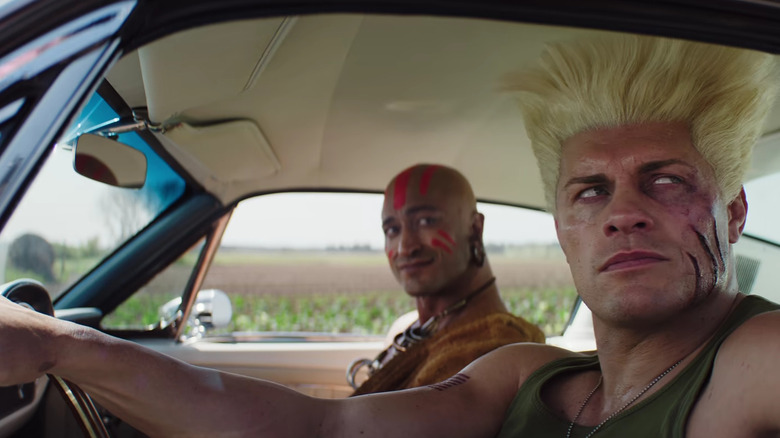 Guile and Dhalsim in a car in Street Fighter