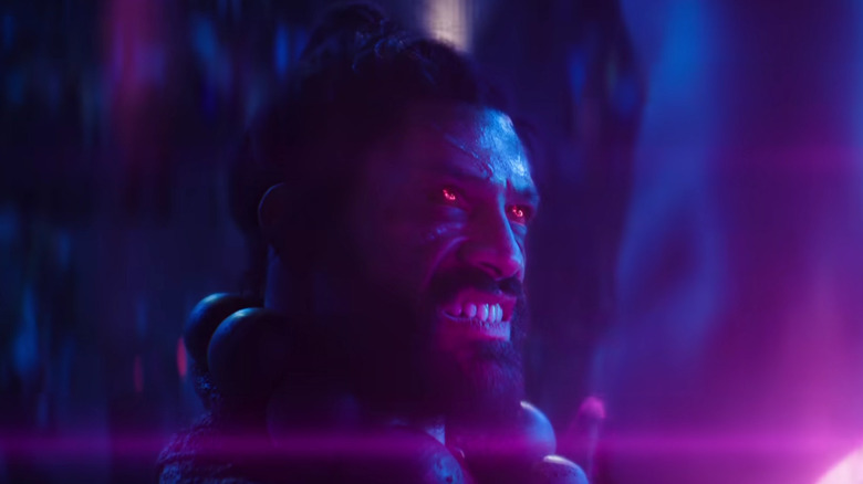 Akuma with his eyes glowing red in Street Fighter