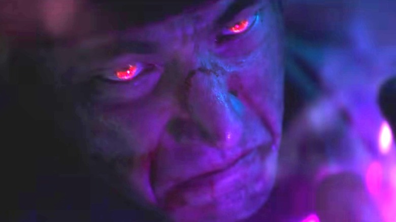 Evil Ryu with glowing red eyes in Street Fighter