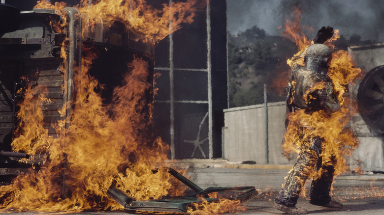 Kitty O'Neil performing a burn stunt for an NBC special