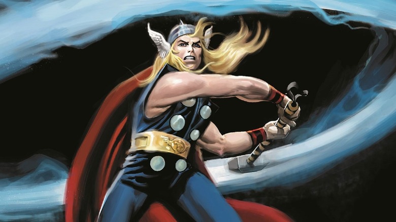 Thor wielding hammer