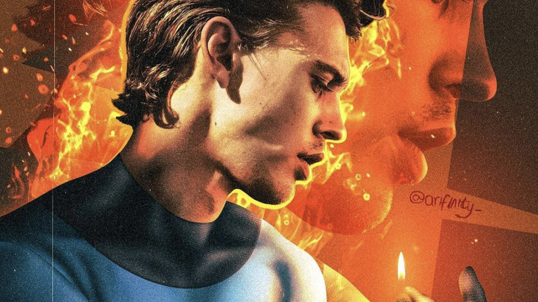 Artwork of Johnny Storm staring down at flame