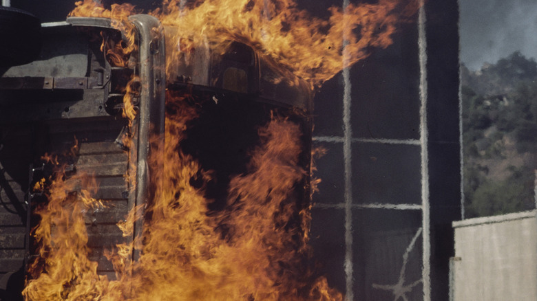 Kitty O'Neil performing a burn stunt for an NBC special