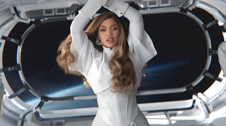 Beyoncé floating in space singing