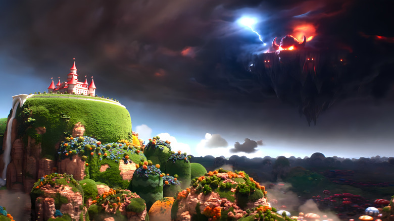 Bowers Castle looms over Peach's castle