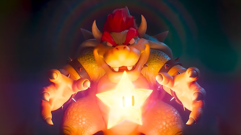 Bowser looks at the super star