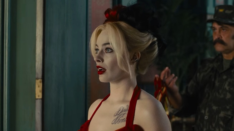 Harley Quinn wearing red dress