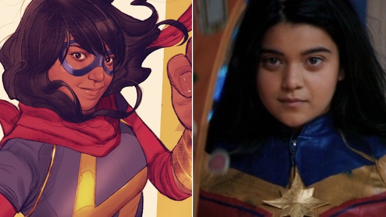 Ms. Marvel in the comics & Kamala Khan dons her television costume