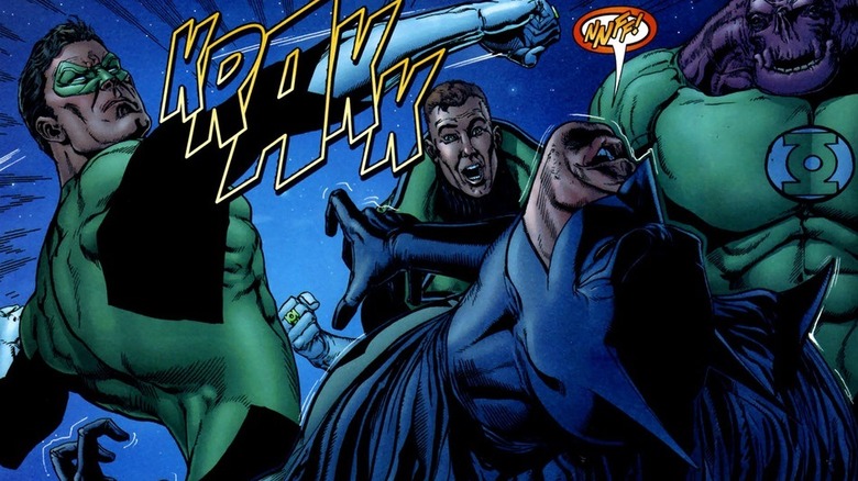 Green Lantern punching Batman