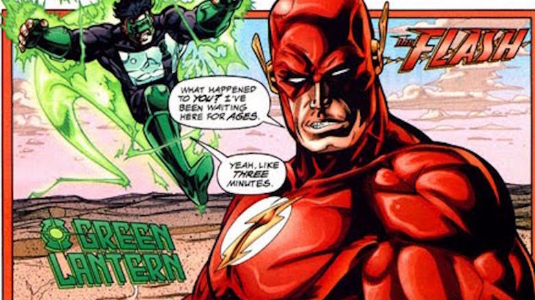 The Flash busting Green Lantern's chops
