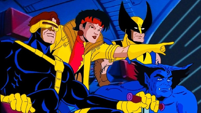 A quartet of mutants on am ission in X-Men: The Animated Series (1992)