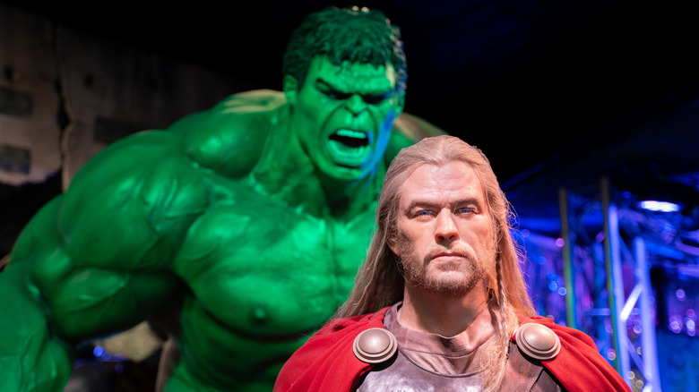 Thor and Hulk statues