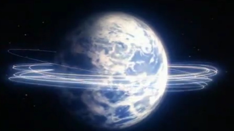 Superman flying around Earth in Superman: The Movie