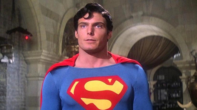 Superman wearing his superhero costume on Superman: The Movie