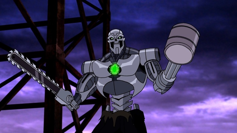 Metallo showing off his weapons