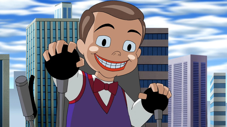 Toyman operating a machine