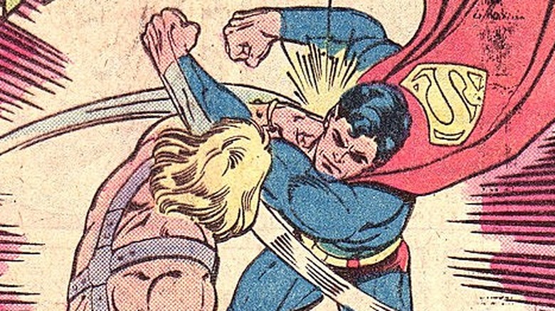Superman charges at He-Man