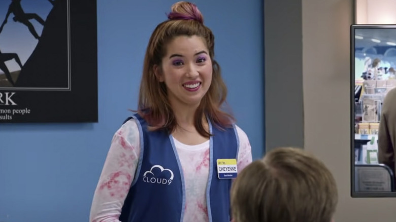 Nichole Sakura smiling as Cheyenne in Superstore