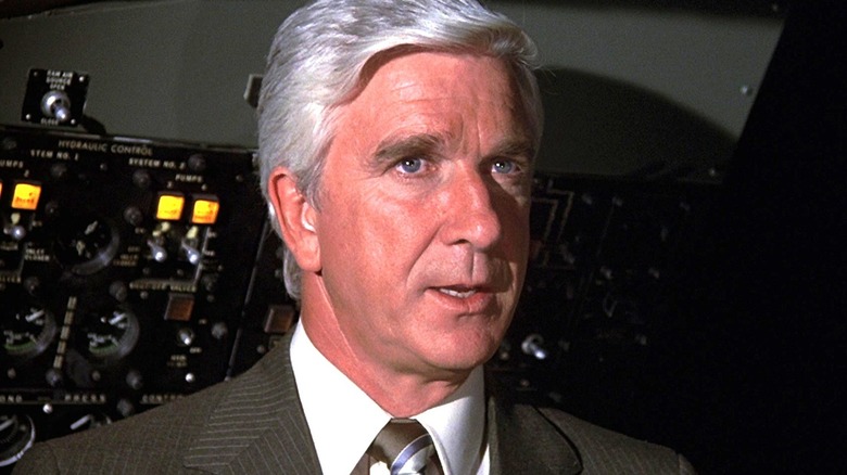 Leslie Nielsen speaking in Airplane!