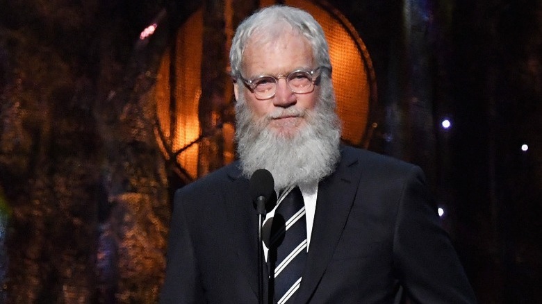 David Letterman speaking on stage