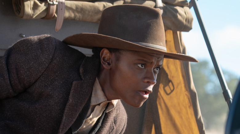 Letitia Wright as Mo Washington looking serious