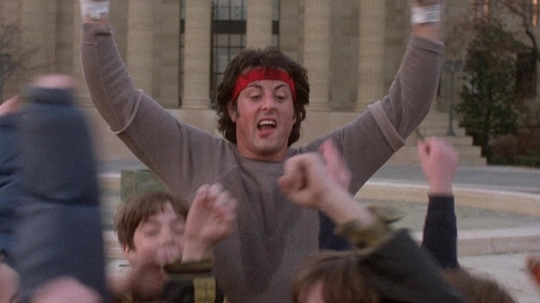 Rocky celebrating with kids at Art Museum