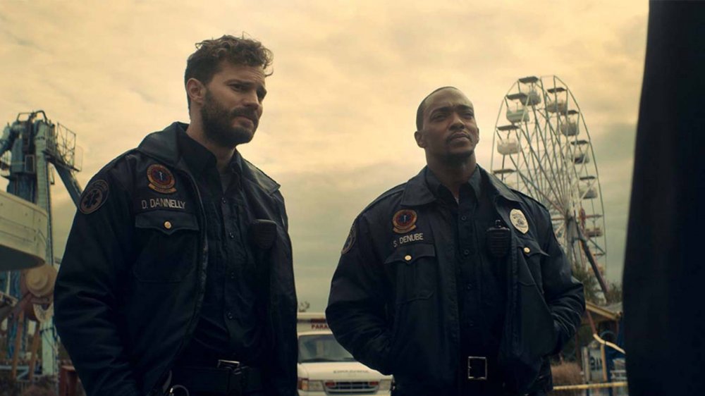 Anthony Mackie and Jamie Dornan star in the sci-fi/horror film Synchronic